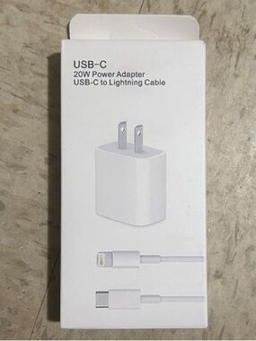 White USB-C 20W Power Adapter with USB-C to Lightning Cable